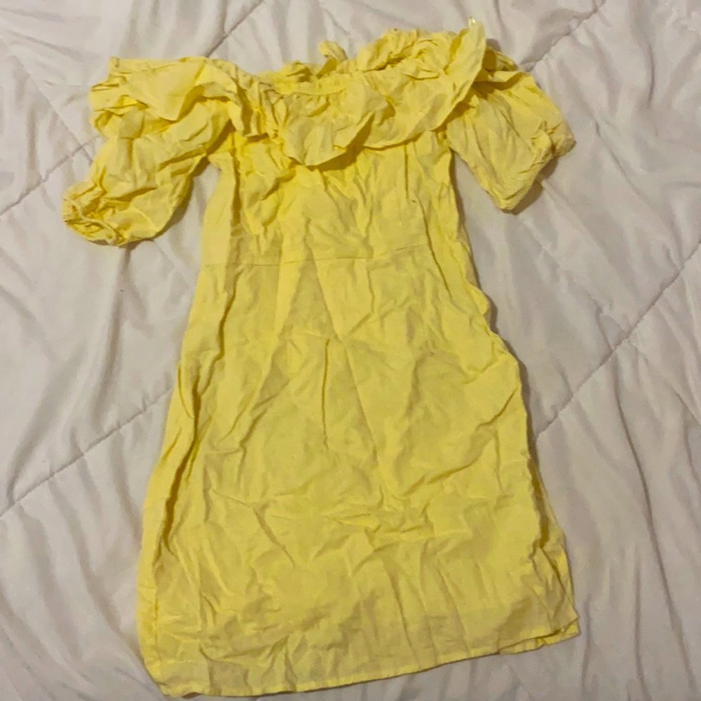 Yellow off the shoulder dress